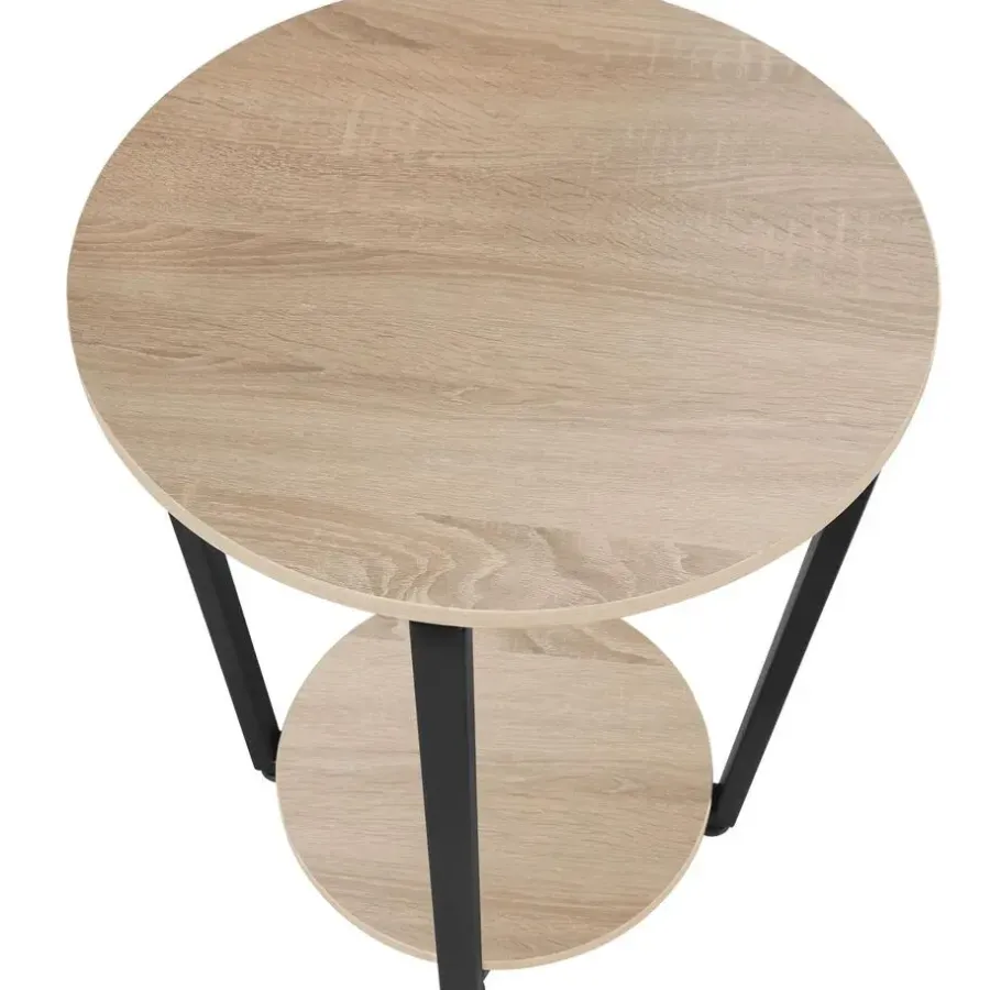 Bijzettafels-tectake Bijzettafel Swindon 50x62,5cm, Industrieel Licht Hout, Eiken Sonoma