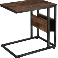 Bijzettafels-tectake Bijzettafel Wigan 55x36,5x60cm, Industrieel Hout Donker, Rustiek