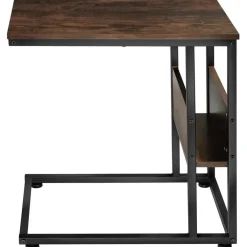 Bijzettafels-tectake Bijzettafel Wigan 55x36,5x60cm, Industrieel Hout Donker, Rustiek