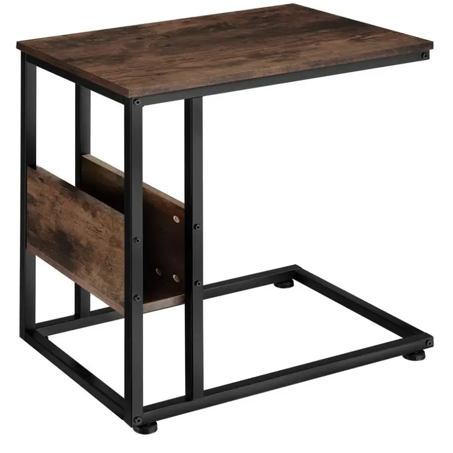 Bijzettafels-tectake Bijzettafel Wigan 55x36,5x60cm, Industrieel Hout Donker, Rustiek