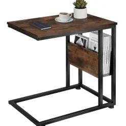Bijzettafels-tectake Bijzettafel Wigan 55x36,5x60cm, Industrieel Hout Donker, Rustiek