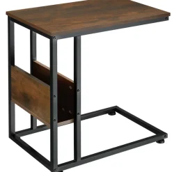 Bijzettafels-tectake Bijzettafel Wigan 55x36,5x60cm, Industrieel Hout Donker, Rustiek