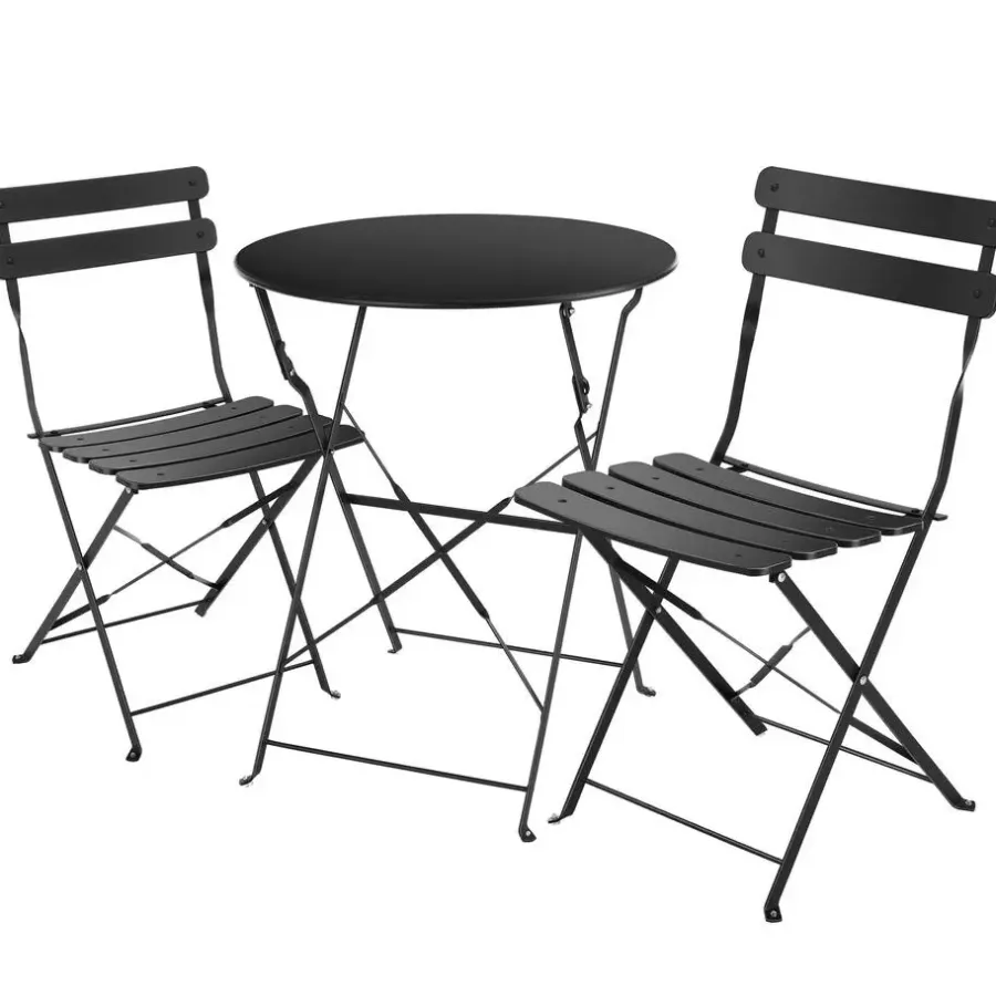 Bistro- & Balkonsets-tectake Bistrotafel set Frieda, inklapbaar voor 2 personen, Zwart