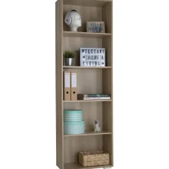 Boekenkasten|Boekenkasten-tectake Boekenrek Lexi 5 vakken 60x30x190cm, Licht Hout, Eiken Sonoma