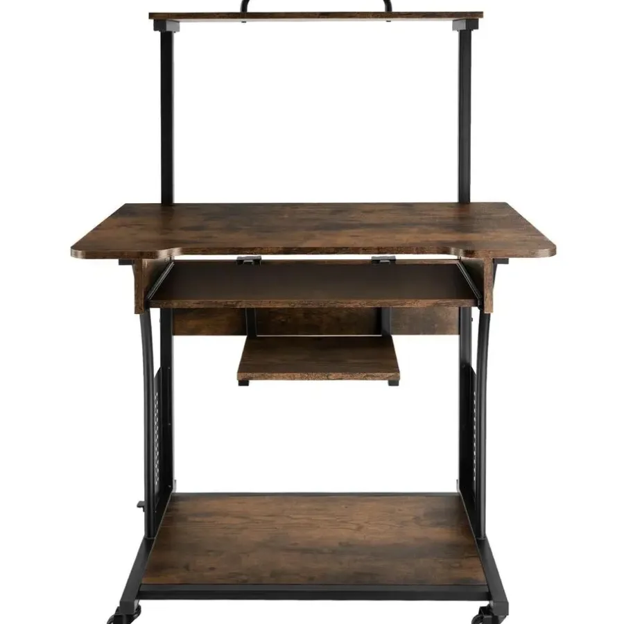 Bureaus-tectake Bureau Fife 80x65,5x130,5cm, Industrieel Hout Donker, Rustiek
