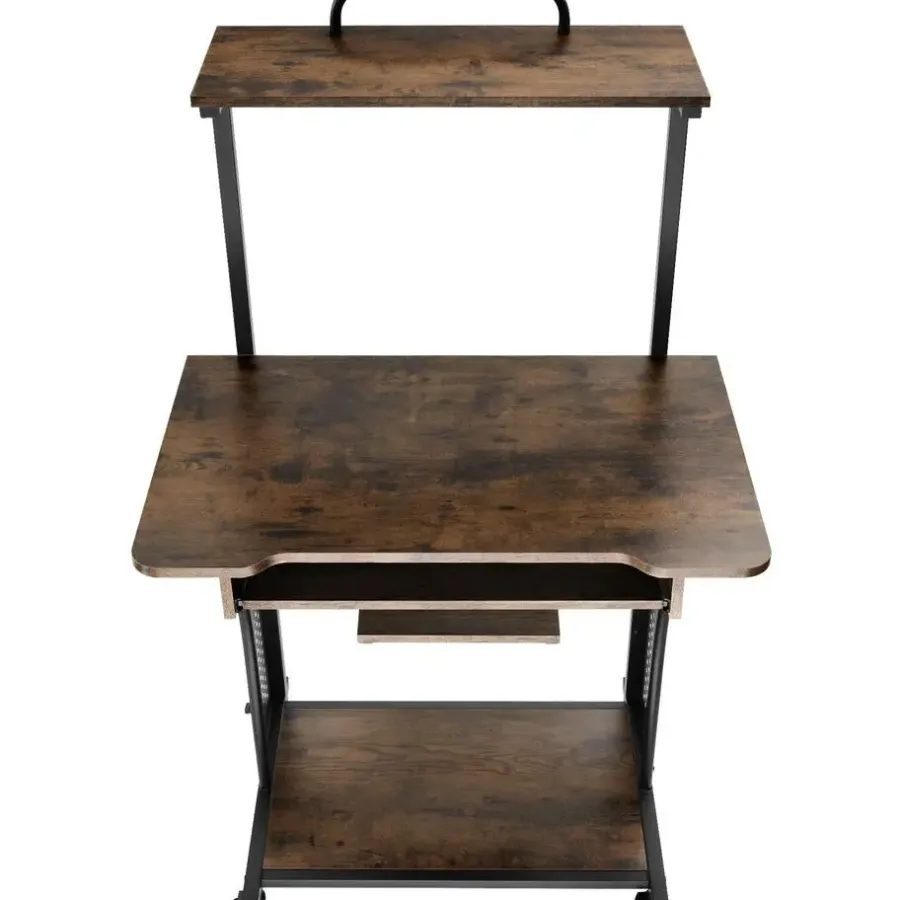 Bureaus-tectake Bureau Fife 80x65,5x130,5cm, Industrieel Hout Donker, Rustiek