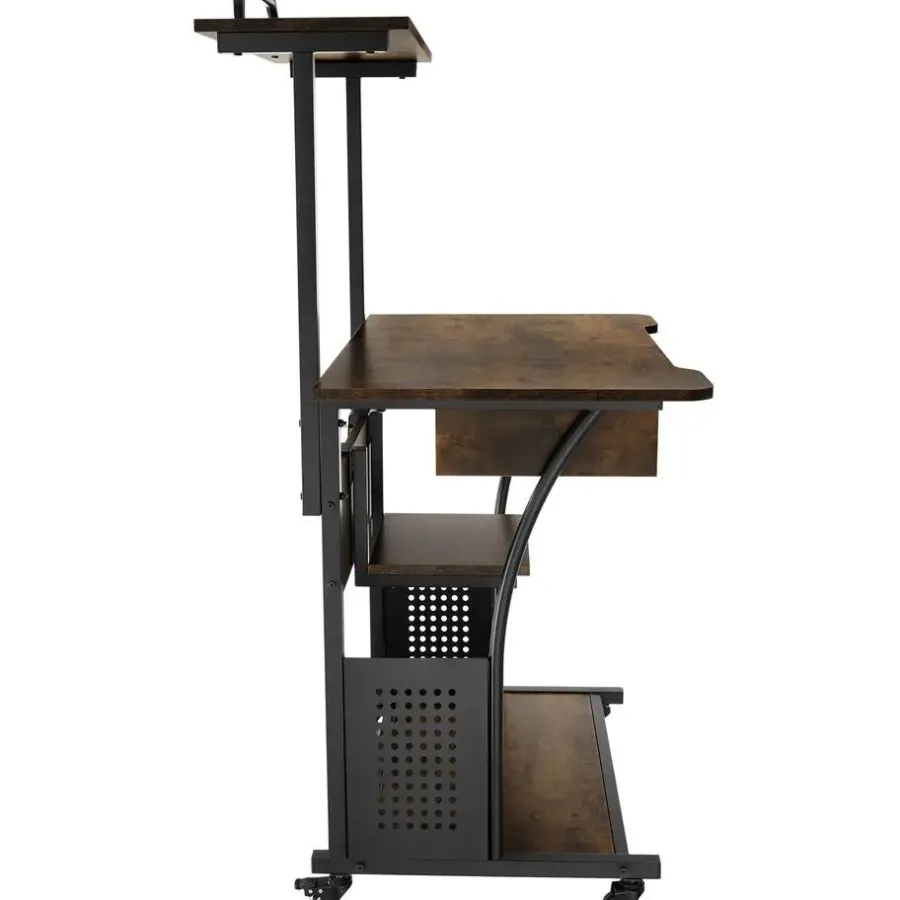 Bureaus-tectake Bureau Fife 80x65,5x130,5cm, Industrieel Hout Donker, Rustiek