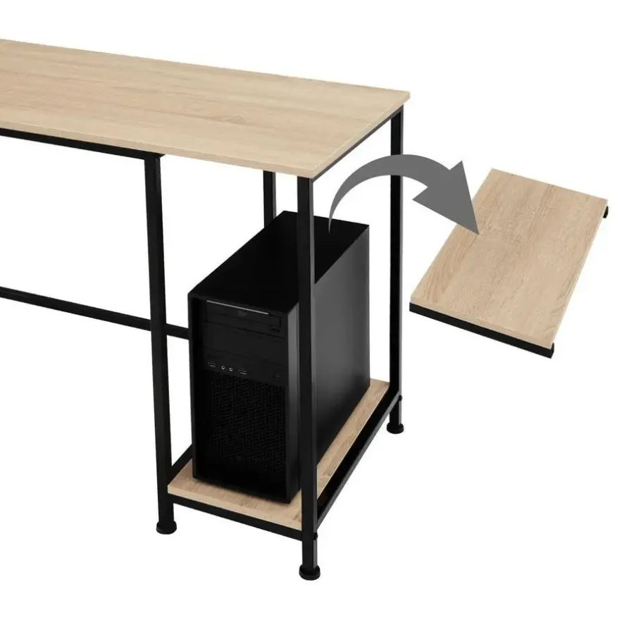 Bureaus-tectake Bureau Hamilton 138x138x75,5cm, Industrieel Licht Hout, Eiken Sonoma
