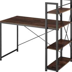 tectake Bureau Hershey 122x61x120cm, Industrieel Hout Donker, Rustiek