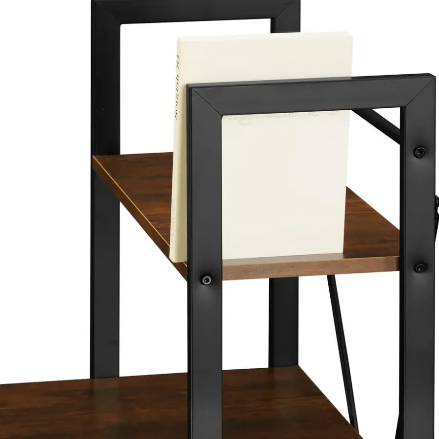 tectake Bureau Hershey 122x61x120cm, Industrieel Hout Donker, Rustiek