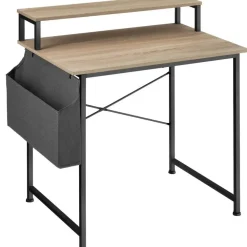 Bureaus-tectake Bureau met plank en organizer, Industrieel Licht Hout, Eiken Sonoma
