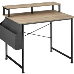 Bureaus-tectake Bureau met plank en organizer, Industrieel Licht Hout, Eiken Sonoma