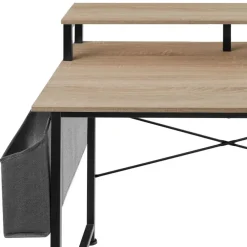 Bureaus-tectake Bureau met plank en organizer, Industrieel Licht Hout, Eiken Sonoma