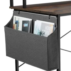 tectake Bureau met plank en organizer, Industrieel Hout Donker, Rustiek