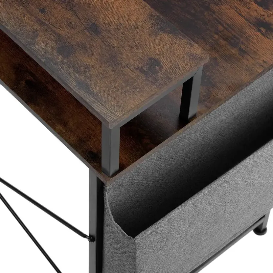tectake Bureau met plank en organizer, Industrieel Hout Donker, Rustiek