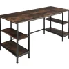 tectake Bureau Stoke 137x55x75cm, Industrieel Hout Donker, Rustiek