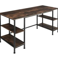 tectake Bureau Stoke 137x55x75cm, Industrieel Hout Donker, Rustiek