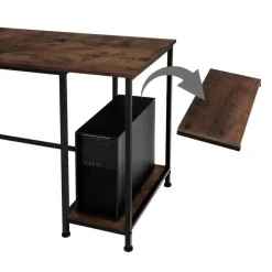 tectake Bureau Stoke 137x55x75cm, Industrieel Hout Donker, Rustiek
