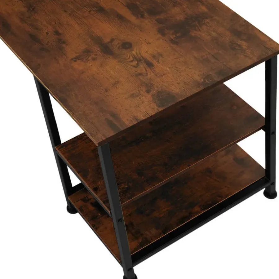 tectake Bureau Stoke 137x55x75cm, Industrieel Hout Donker, Rustiek