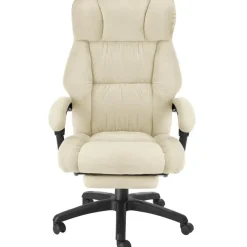 tectake Bureaustoel Jillien met voetsteun en veloursbekleding, Beige