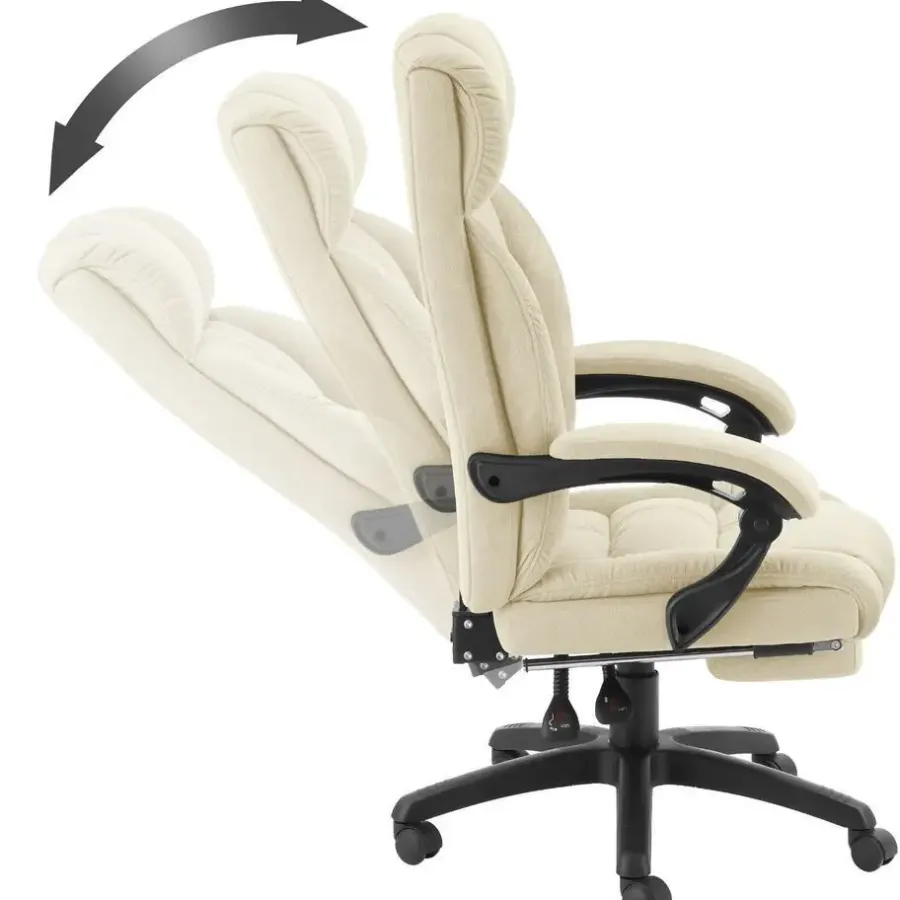 tectake Bureaustoel Jillien met voetsteun en veloursbekleding, Beige