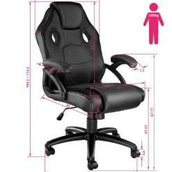 Gamestoelen-tectake Bureaustoel Mike, Zwart