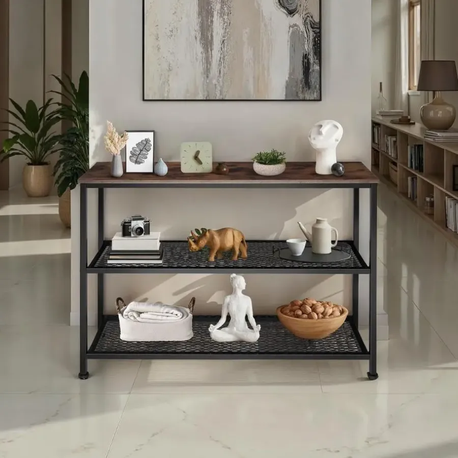 Sidetables-tectake Consoletafel Bristol 100x30x81cm, Industrieel Licht Hout, Eiken Sonoma