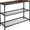 Sidetables-tectake Consoletafel Bristol 100x30x81cm, Industrieel Hout Donker, Rustiek