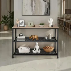 Sidetables-tectake Consoletafel Bristol 100x30x81cm, Industrieel Hout Donker, Rustiek