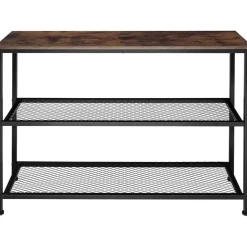 Sidetables-tectake Consoletafel Bristol 100x30x81cm, Industrieel Hout Donker, Rustiek