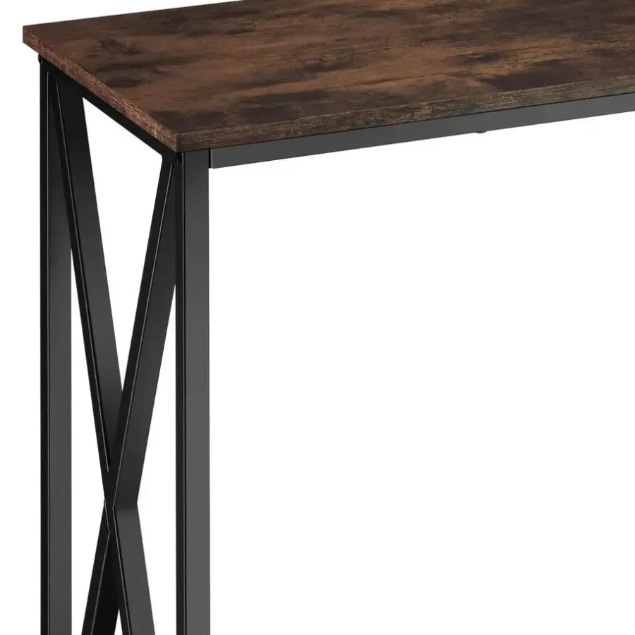 tectake Consoletafel Tacoma 100x35x80,5cm, Industrieel Hout Donker, Rustiek