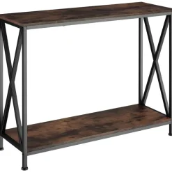 tectake Consoletafel Tacoma 100x35x80,5cm, Industrieel Hout Donker, Rustiek