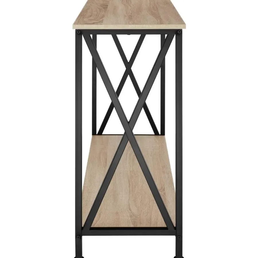 Sidetables-tectake Consoletafel Tacoma 100x35x80,5cm, Industrieel Licht Hout, Eiken Sonoma