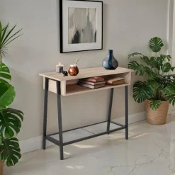 Sidetables-tectake Consoletafel Tralee 100x35x80,5cm, Industrieel Licht Hout, Eiken Sonoma