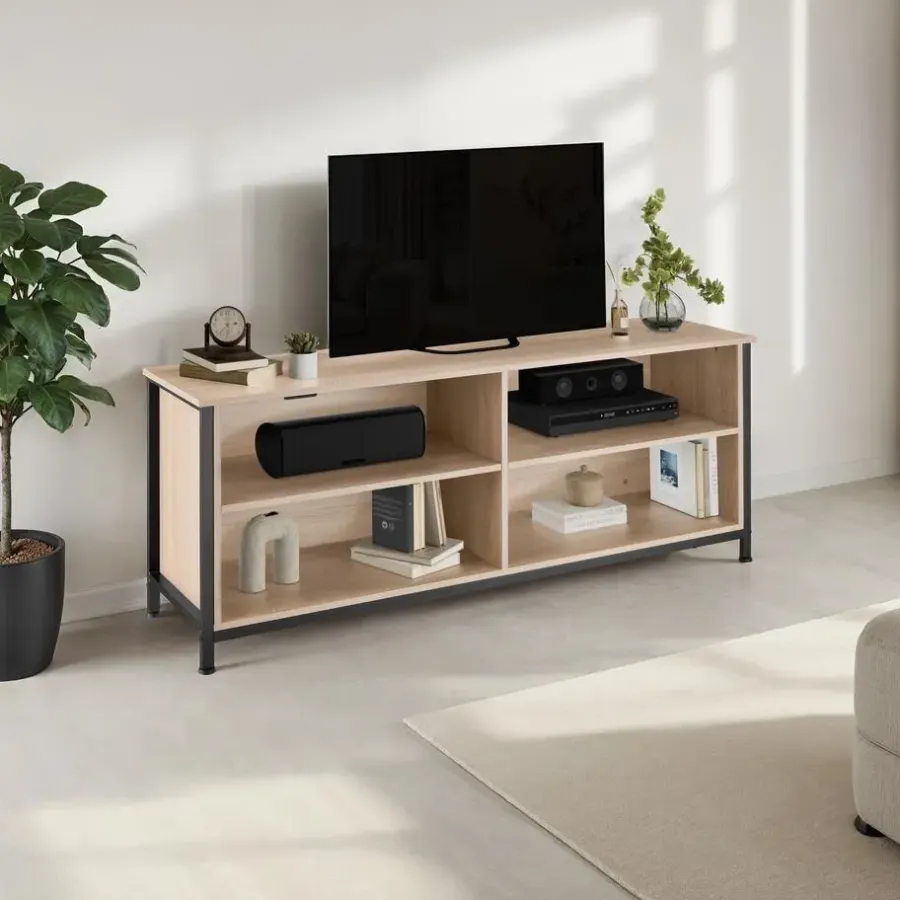 tectake Dressoir Navan 147x41x60,5cm, Industrieel Licht Hout, Eiken Sonoma