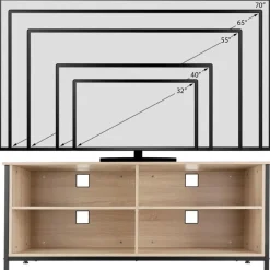 tectake Dressoir Navan 147x41x60,5cm, Industrieel Licht Hout, Eiken Sonoma