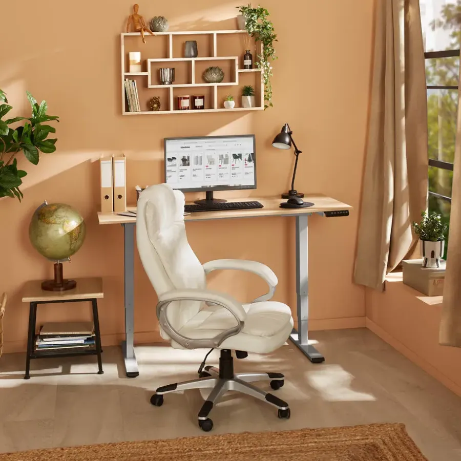 tectake ® Elektrisch In Hoogte Verstelbaar Bureau - Metalen Frame - Grijs