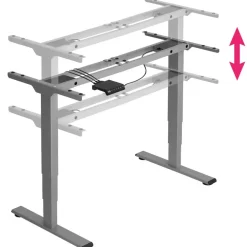tectake ® Elektrisch In Hoogte Verstelbaar Bureau - Metalen Frame - Grijs
