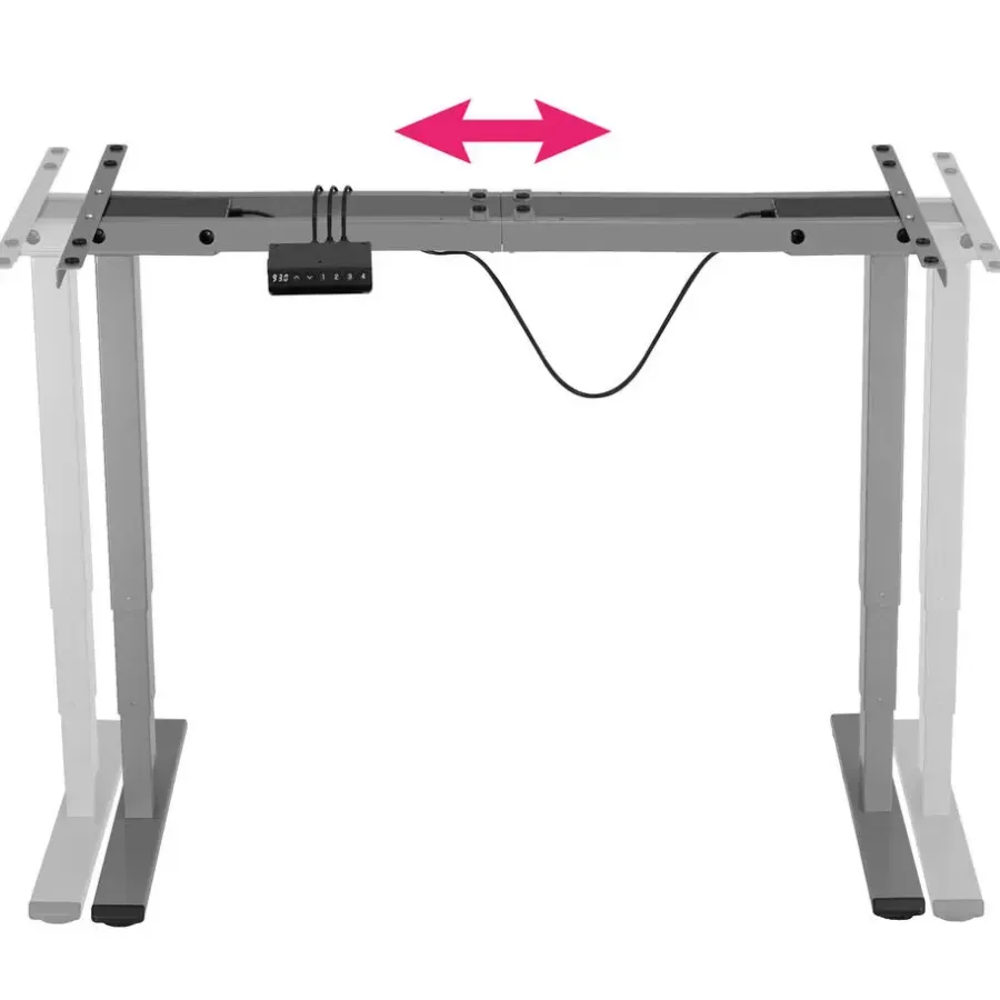 tectake ® Elektrisch In Hoogte Verstelbaar Bureau - Metalen Frame - Grijs