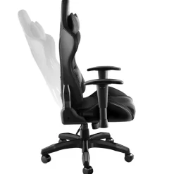 tectake Gaming stoel Tartaros, LED, massagefunctie, Zwart/zwart