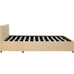 Twijfelaars-tectake Gestoffeerd bed met LED & opbergruimte, 120 x 200 cm, Beige