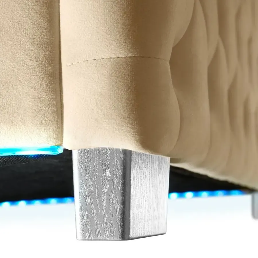 Twijfelaars-tectake Gestoffeerd bed met LED & opbergruimte, 120 x 200 cm, Beige