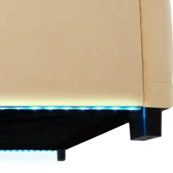 Twijfelaars-tectake Gestoffeerd bed met LED & opbergruimte, 120 x 200 cm, Beige