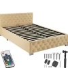 tectake Gestoffeerd bed met LED & opbergruimte, 140 x 200 cm, Beige
