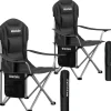Kamperen En Outdoor-tectake Gestoffeerde campingstoel MTX, opvouwbaar, met bekerhouder, Zwart