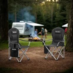 Kamperen En Outdoor-tectake Gestoffeerde campingstoel MTX, opvouwbaar, met bekerhouder, Zwart