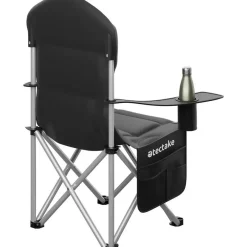Kamperen En Outdoor-tectake Gestoffeerde campingstoel MTX, opvouwbaar, met bekerhouder, Zwart