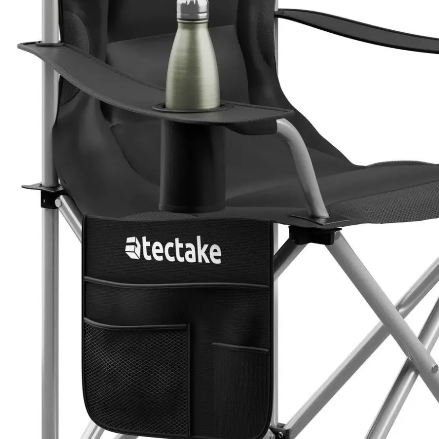 Kamperen En Outdoor-tectake Gestoffeerde campingstoel MTX, opvouwbaar, met bekerhouder, Zwart