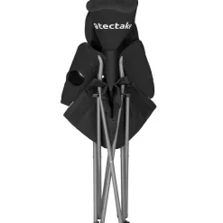 Kamperen En Outdoor-tectake Gestoffeerde campingstoel MTX, opvouwbaar, met bekerhouder, Zwart