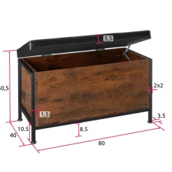 Hockers En Voetenbanken-tectake Gestoffeerde zitkist Calico 81,5x41,5x50,5cm